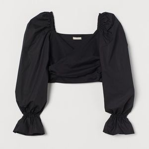 Black puff sleeved wrap top